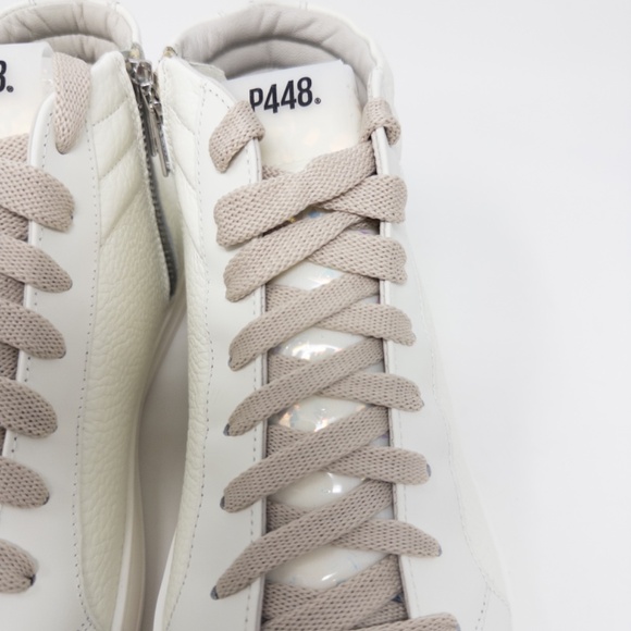 p448 Skate White High Tops Pink Laces Iridescent Detail on Tongue size 39 - Picture 4 of 7